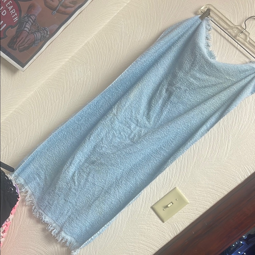 Light Blue Fringed Towel